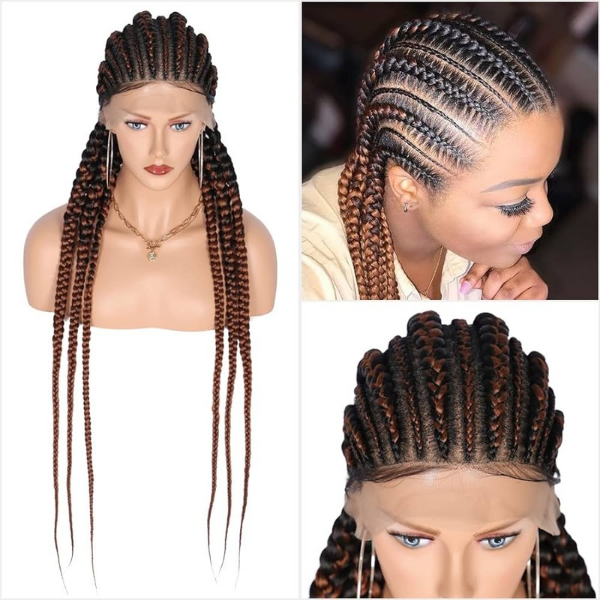 Brown Full Lace Wig Box Braids Design